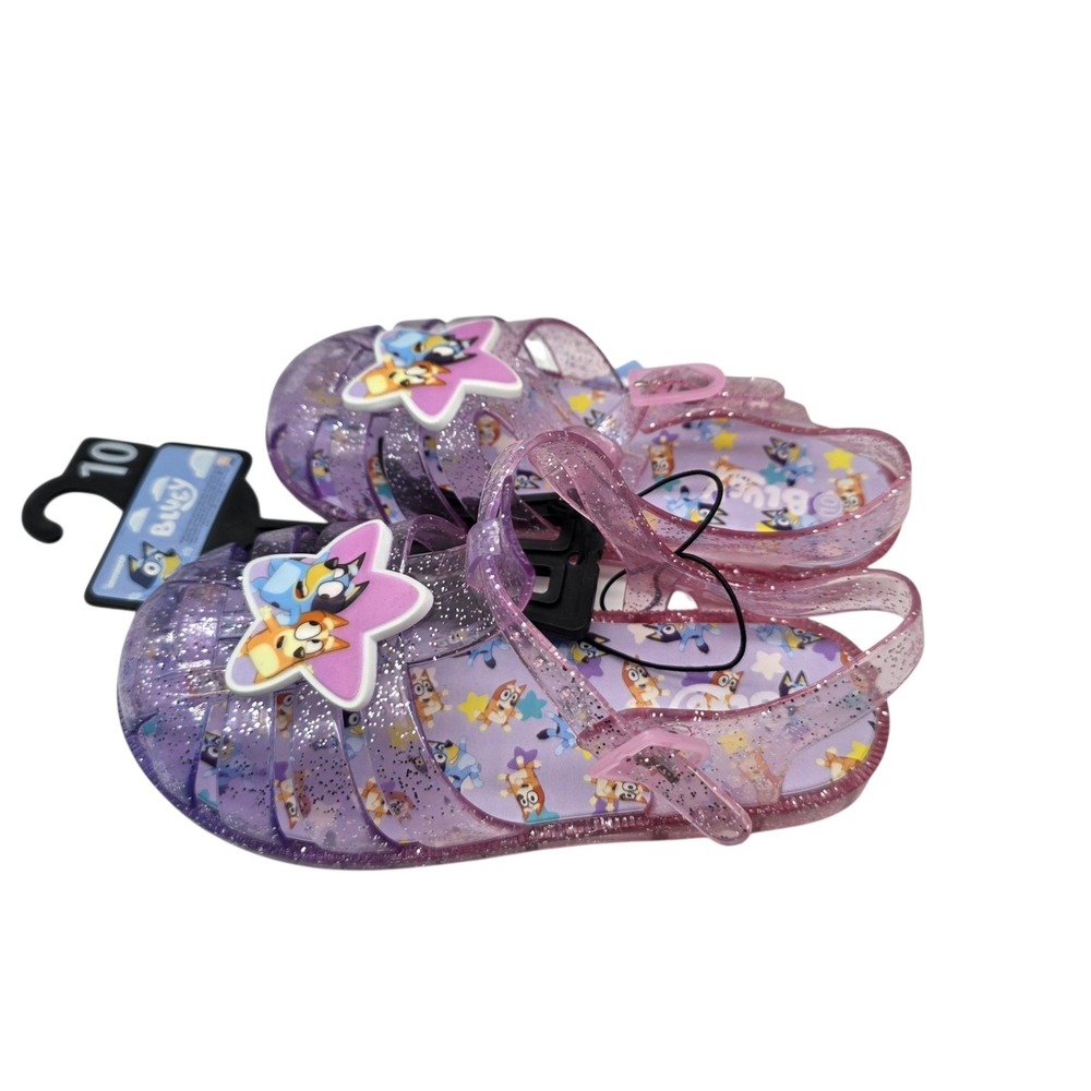 Bluey‎ Jelly Sandals Girls Purple Glitter Star Character Shoes Size 10 NEW